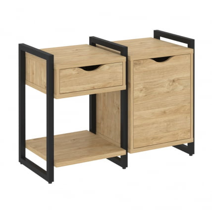 Тумба на регулируемых опорах наборная. Вариант №3 LOFT VR.L-TN-3.O Металл черный Тиквуд светлый_0