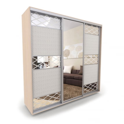 Шкаф-купе 3-х дверный Акцент-Лайн КР 2100х600 Дуб молочный_0