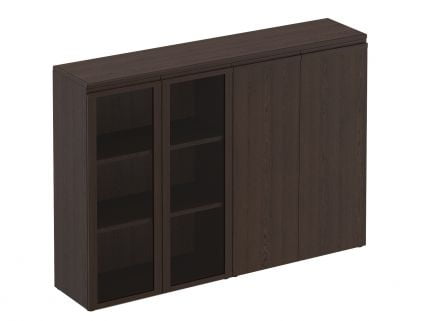 Шкаф для документов средний комбинированный (со стеклом + закрытый) MARK МК 322 Орех тоскана_0