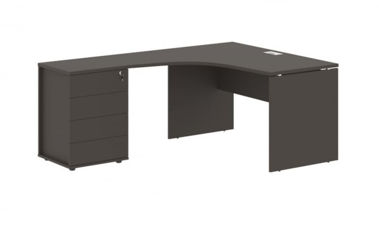 Стол эргономичный с тумбой левый EDIS EDCET 1518 L Мокко Белый_0