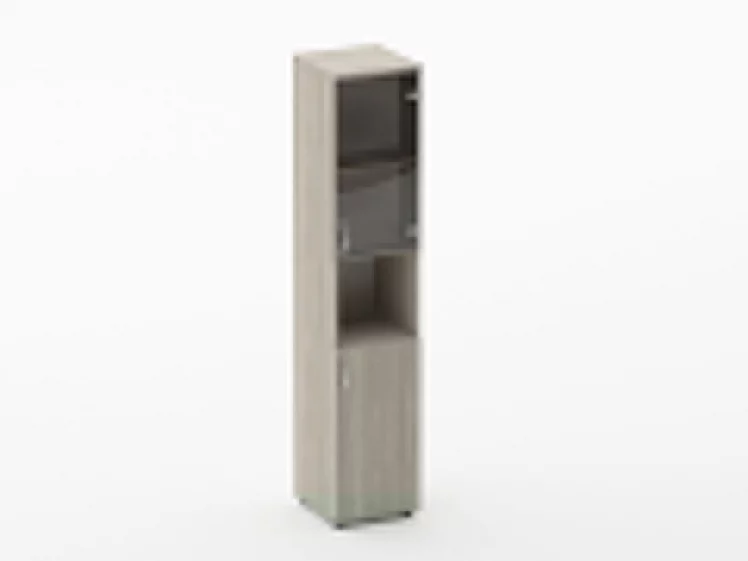 Шкаф высокий со стеклом и нишей Glassy 6.19.14Пр Дуб сантана светлый_0