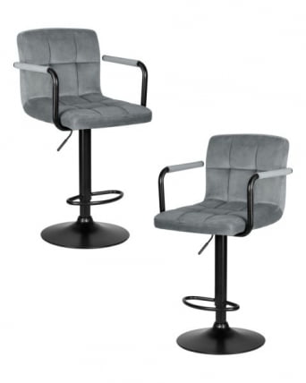 Стул барный ДОБРИН КРУГЕР АРМ БЛАCК (серый велюр (МДЖ9-75)) 2 шт / DOBRIN KRUGER ARM BLACK (MJ9-75))_0