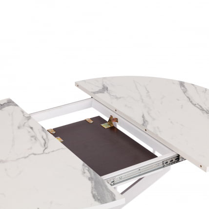 Стол MANZANA ЛДСП/HPL/металл, 100 х 100+30 х 75 см, Мрамор светлый/белый_9
