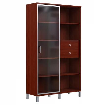 Стеллаж-купе со стеклом В440.2 Бургунди_0