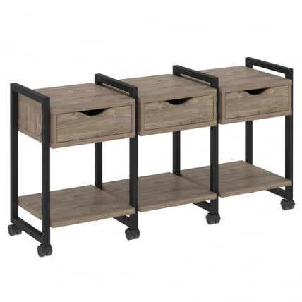 Тумба на колесных опорах наборная. Вариант №4 LOFT VR.L-TN-4.K Металл черный Тиквуд темный_0