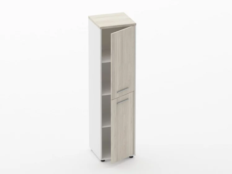 Шкаф 3 узкий закрытый, 2 двери Deka 10.16.12Пр Дуб Сантана светлый/Белый_1