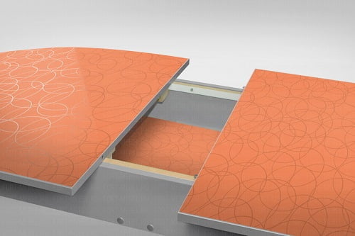 Стол обеденный Универсальный 32мм ХРОМ мет.напр. 3 кат. 1005 8510 цветы ЛДСП дуб выбеленный_2