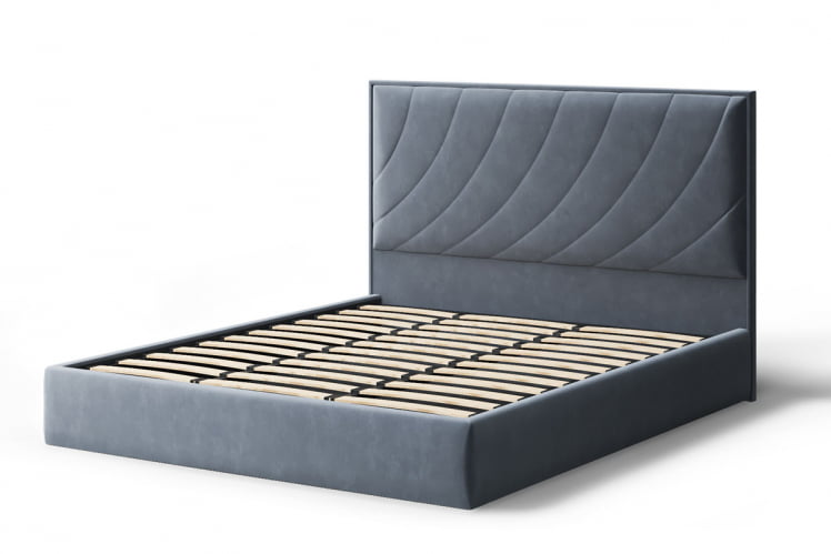 Кровать СОФИЯ 2000*1400мм (без опор), велюр Бренди лайт 28 (серый), (б/основания, б/матраса)_1