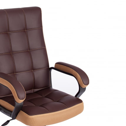 Кресло ТРЕНДЙ (22) кож/зам/ткань, коричневый/бронзовый, 36-36/21 / TRENDY_10