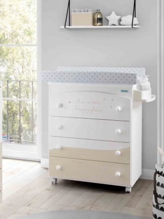 Комод пеленальный Micuna Cosmic B-970 White/Nordic Beige Stars_0