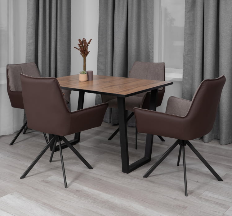 Кресло Murano/Мурано опора 360, велюр/букле (HYP)/Экокожа, бежевый/коричневый_15