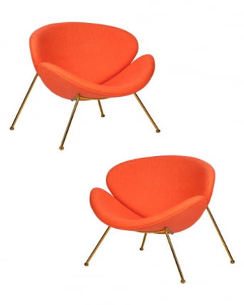 Кресло дизайнерское ДОБРИН ЕМИЛЙ (оранжевая ткань АФ, золотое основание) 2 шт / DOBRIN EMILY AF,_0