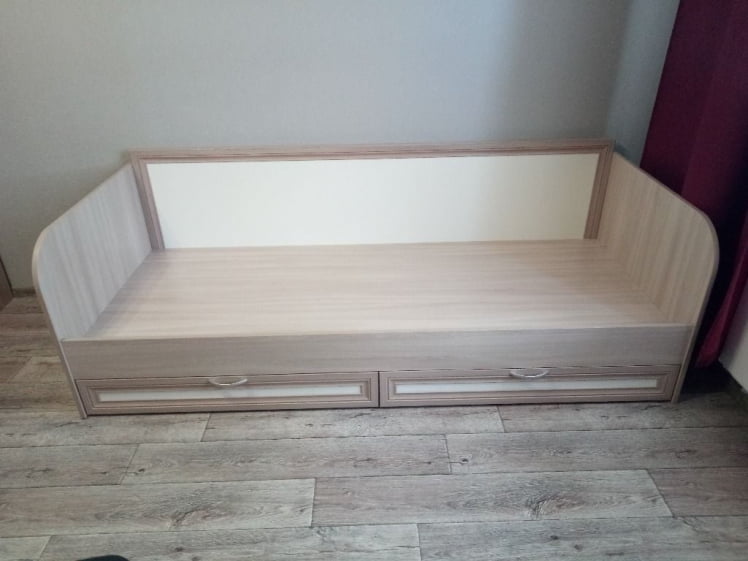 Кровать с ящиками Остин Модуль №23 Ясень шимо светлый/белый_2