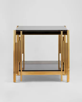 Журнальный столик ГЭТСБИ 55кс55 Золото стекло смоке / 55x55 smoke_2