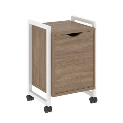 Тумба на колесных опорах с распашным фасадом LOFT VR.L-T2.K Металл белый Дуб Аризона_0