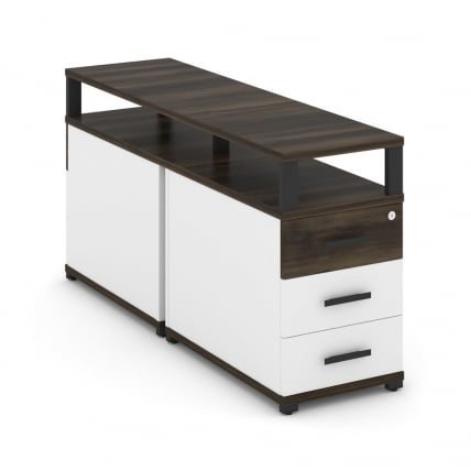 Тумба двухсторонняя опорная приставная с 3-мя ящиками и надставкой CONCEPT CN.DTGP-001 B/W Дуб Мали Белый бриллиант Черный_0