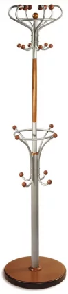 Вешалка напольная Д 4 Металлик/ средне-коричневый_0