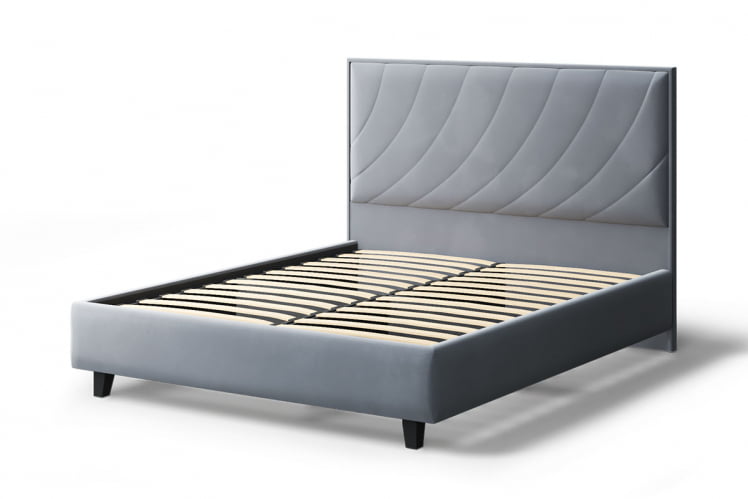 Кровать СОФИЯ 2000*1600мм (на опорах), велюр NEO 25 (серый), (б/основания, б/матраса)_1