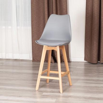Стул барный TULIP BAR (mod. C1014H-1) / 2 шт. в упаковке пластик/дерево, 42 х 47,5 х 104 см, Grey (серый) 92717 / натуральный_2