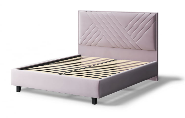 Кровать МИРА 2000*1600мм (на опорах), велюр НЕО 15 (лиловый), (б/основания, б/матраса) / NEO_1