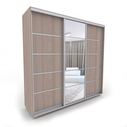 Шкаф-купе 3-х дверный Акцент-Квадро Д 2100х600 Шимо светлый/хром_0