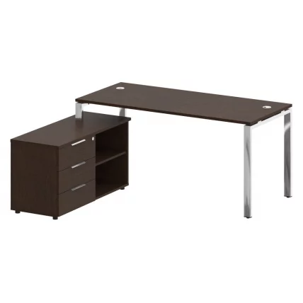 Стол рабочий руководителя с опорной тумбой левый METAL SYSTEM DIRECT БГ.СРТ-4.7 Л Венге Цаво_0