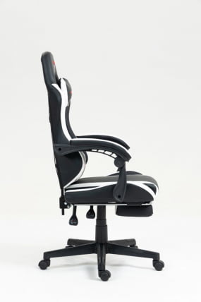 Кресло спортивное ТопЧаирс Пропхет с оттоманкой черно-белый / TopChairs Prophet_3