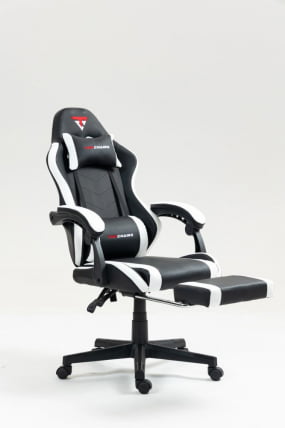 Кресло спортивное ТопЧаирс Пропхет с оттоманкой черно-белый / TopChairs Prophet_8
