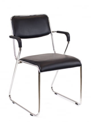 Кресло для посетителей Everprof Fix Plus Chrome экокожа Черный_0