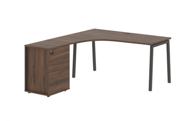 Стол эргономичный с тумбой (левый) ЕДИС ЕЛCЕТ 1518 Л Дуб Денвер темный Мокко / EDIS ELCET L_0