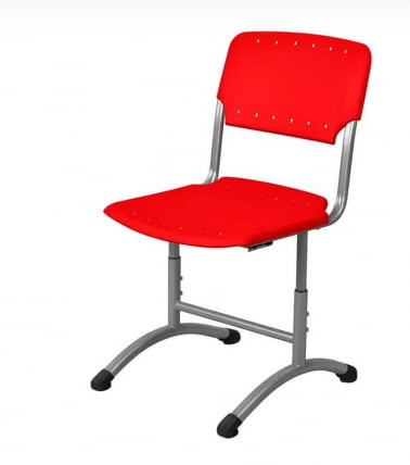 Стул ученический регулируемый (рост 5-7) 460х530 мм Пластик Красный РАЛ 3028/Металл Серый / RAL_0
