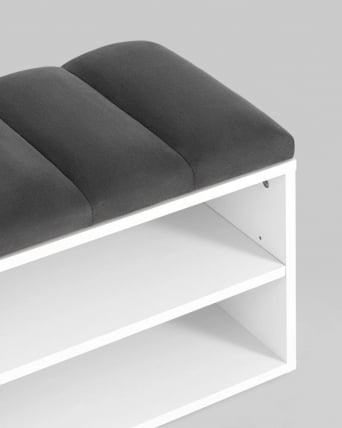 Обувница Хольст белая велюр Темно-серый_2