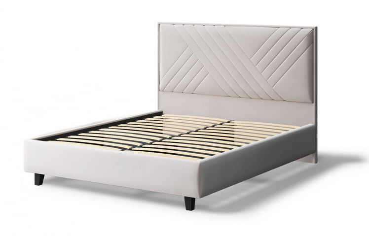 Кровать МИРА 2000*1200мм (на опорах), велюр НЕО 02 (бежевый), (б/основания, б/матраса) / NEO_1