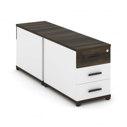 Тумба двухсторонняя опорная приставная с 3-мя ящиками CONCEPT CN.DTGO-001 B/W Дуб Мали Белый бриллиант Черный_0