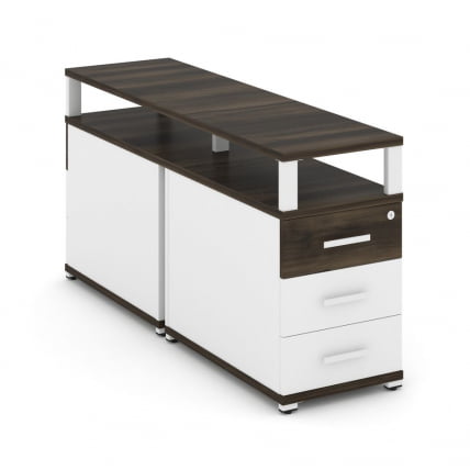 Тумба двухсторонняя опорная приставная с 3-мя ящиками и надставкой CONCEPT CN.DTGP-001 B/W Дуб Мали Белый бриллиант Белый_0