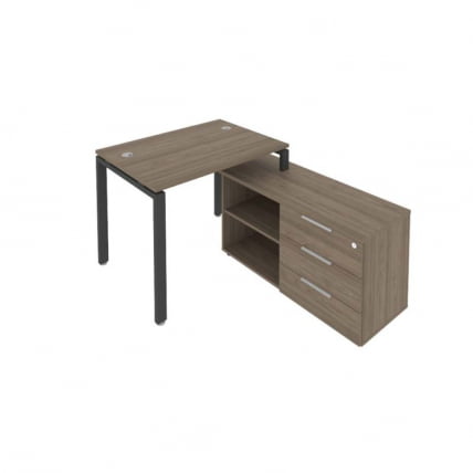 Рабочая станция на П-образном м/к с опорной тумбой правая Metal System БП.РС-СТС-2.1 Пр Вяз/Антрацит_0