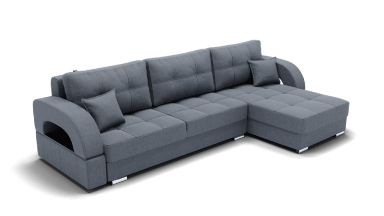 Диван Элита-3 угол левый/правый (ЗР) Цвет фасада: Серый; Тип: Левый/правый; Материал фасада: Металл/Велюр_0