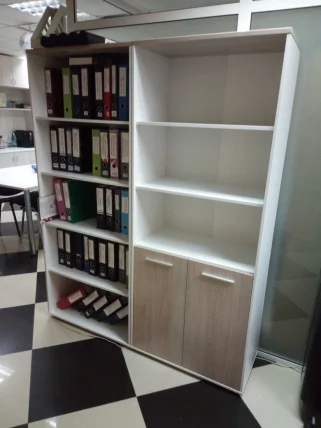 Шкаф 4 широкий верх открытый, низ закрытый Deka 10.19.111 Дуб Сантана светлый/Белый_10