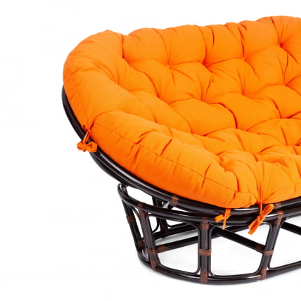 Диван MAMASAN/МАМАСАН 23/02 W /с подушкой/ подушка 182х119 см, 169х102х80 см, Antique brown (античный черно-коричневый), ткань, оранжевый, С 23_5