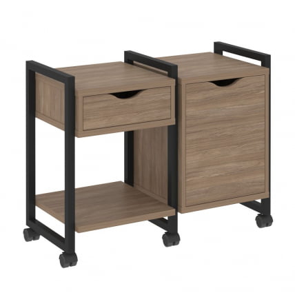 Тумба на колесных опорах наборная. Вариант №3 LOFT VR.L-TN-3.K Металл черный Дуб Аризона_0
