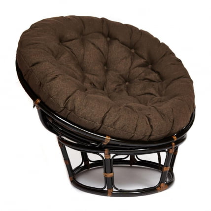 Кресло PAPASAN 23/01 W /с подушкой/ диаметр подушки 125 см, 115х101х104 см, Antique brown (античный черно-коричневый), ткань Коричневый_0
