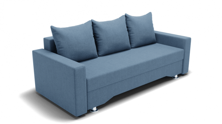 Диван Квадро-3 ППУ (ЗР) Цвет фасада: Голубой; Тип: Прямой; Материал фасада: Металл/Велюр_0