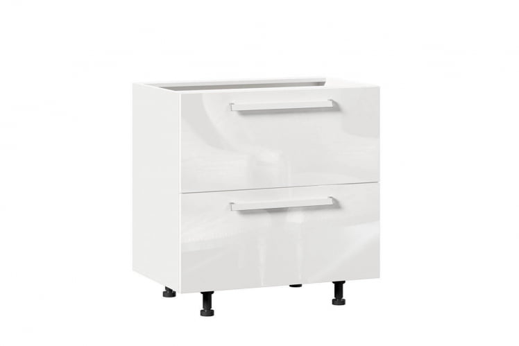 Тумба кухонная 800 с 2 ящиками (4) Герда ЛД 272.155.000 Белый/Белый глянец_0