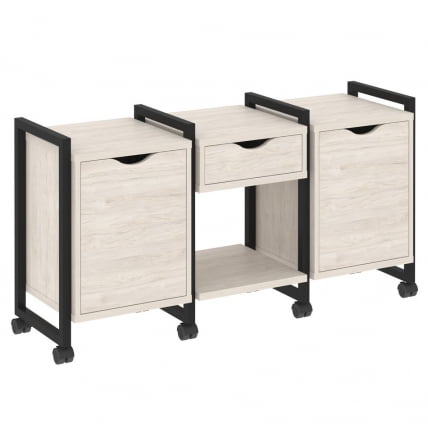 Тумба на колесных опорах наборная. Вариант №7 LOFT VR.L-TN-7.K Металл черный Денвер светлый_0
