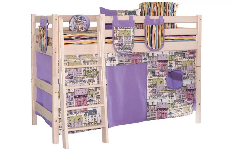 Шторы на полувысокую кровать Соня (космос синий/песко оранжевый)_0