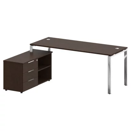 Стол рабочий руководителя с опорной тумбой левый METAL SYSTEM DIRECT БГ.СРТ-5.7 Л Венге Цаво_0