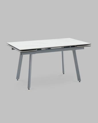 Стол Тайл 140-200/85/75 столешница Снов вхите подстолье металл серый / Snow white_1