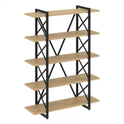 Стеллаж на регулируемых опорах - 5 полок LOFT VR.L-MST.O-5.8V Металл черный Тиквуд светлый_0