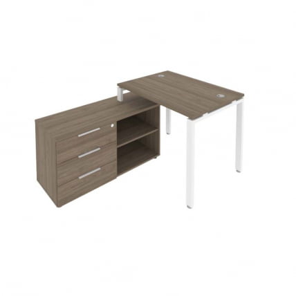 Рабочая станция на П-образном м/к с опорной тумбой левая Metal System Б.РС-СТС-2.1 Л Вяз/Белый_0