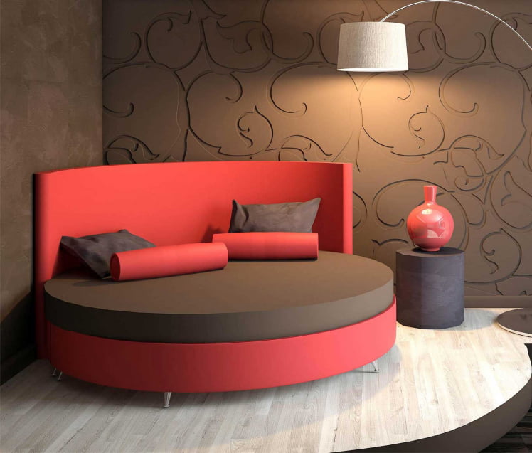 Круглая кровать Caprice 200x200 Красная ткань_0